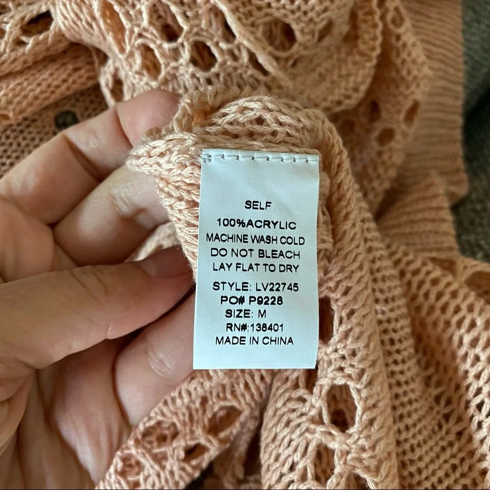 NWT L Love Peach Knit Kimono Size Medium - Picture 6 of 6
